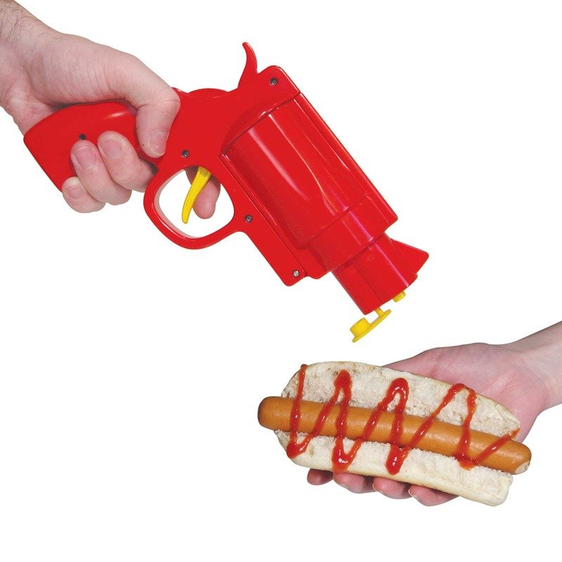 Squeeze Mustard sauce is | Pistol - Food Storage - Plastic Red