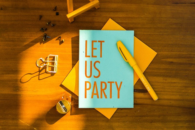 Plantable Seed Paper Letterpress Invitation Card (Let Us Party) - การ์ด/โปสการ์ด - กระดาษ สีน้ำเงิน