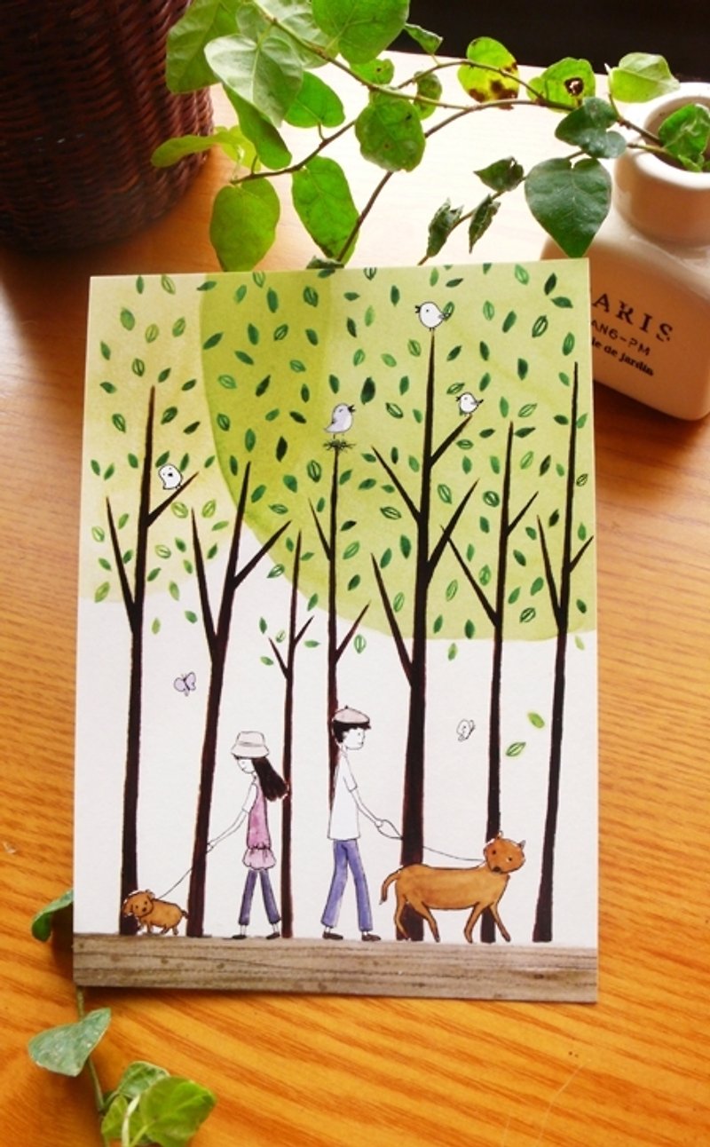 林間散步 明信片 - 心意卡/卡片 - 紙 綠色