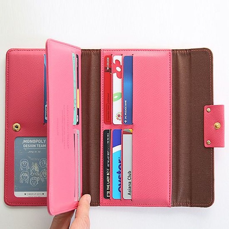 Dessin x monopoly- typical yuppie standard three large storage long clip - powder pink, MPL24178 - Wallets - Genuine Leather Pink