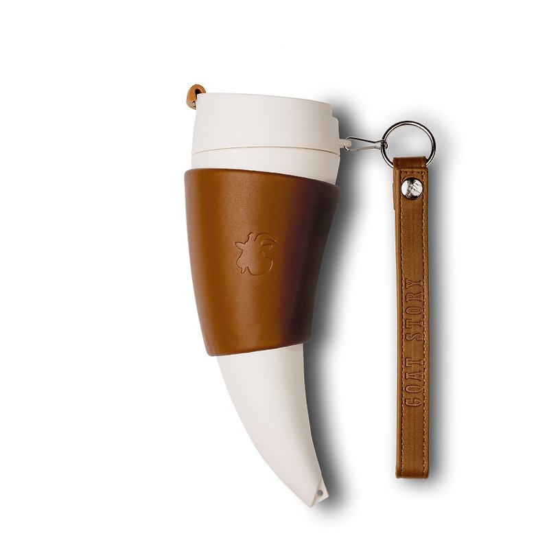 [GOAT STORY] Goat Mug leather goat angle coffee cup 16oz/470ml-coffee - Mugs - Other Materials Brown