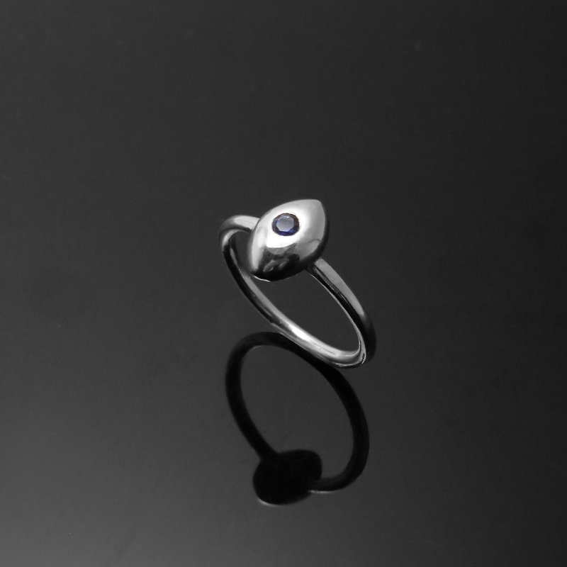 Stone Series / Stone Pierced pony eye ring / 925 Silver - แหวนทั่วไป - โลหะ สีเงิน
