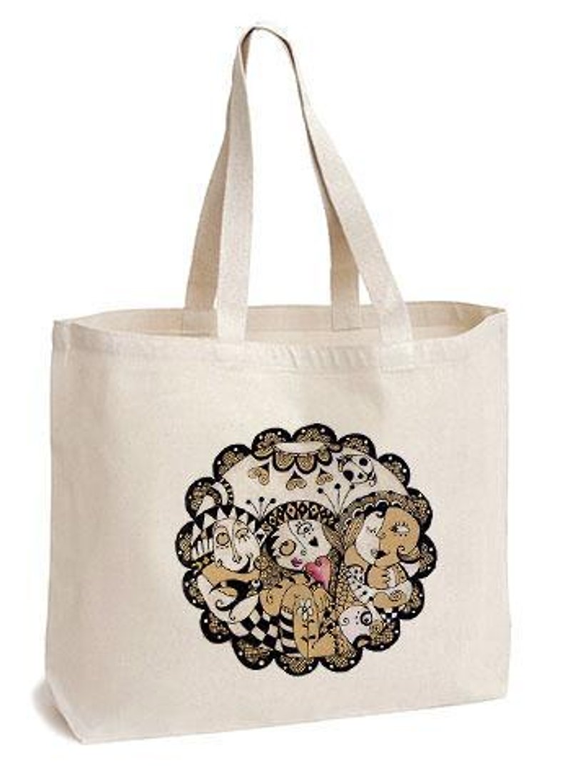 Tote bag-The world in your heart - Messenger Bags & Sling Bags - Other Materials White