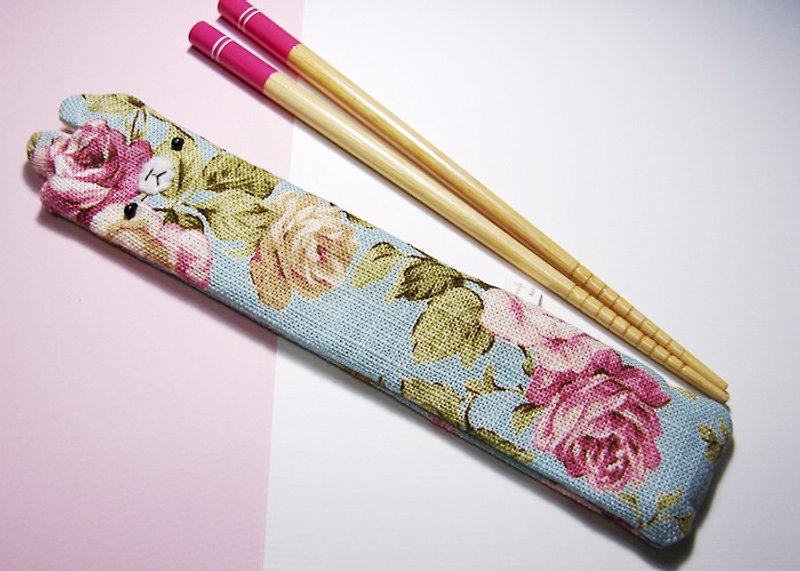 Cheerful。隨身筷套/環保筷/筷子/餐具浪漫花朵 - 筷子/筷子架 - 其他材質 藍色