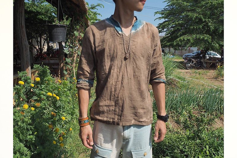 EARTH.er │ "Cloudy" neutral vegetable dyes coat ● "Cloudy" Natural Dyed Salom Shirt│ :: Hong Kong original design brand :: - Unisex Hoodies & T-Shirts - Cotton & Hemp Brown