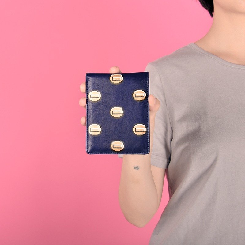 KIITOS bi-fold short wallet - gold funds - กระเป๋าสตางค์ - หนังแท้ สีน้ำเงิน