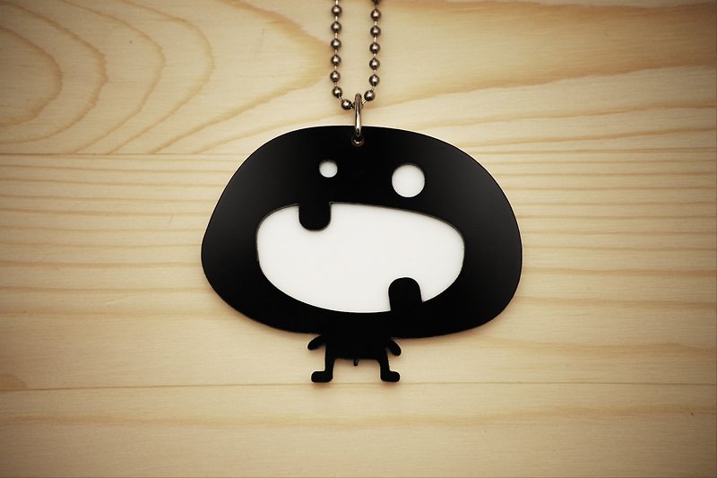 【Peej】‘Naughty little Guy’ Double layered Acrylic key chains/necklaces - Necklaces - Acrylic Black