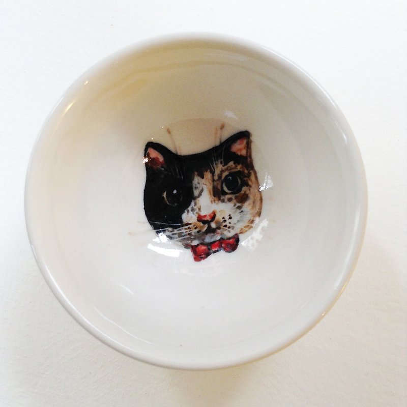 Small hand-painted teacups - Sanmao cat - Teapots & Teacups - Other Materials Brown