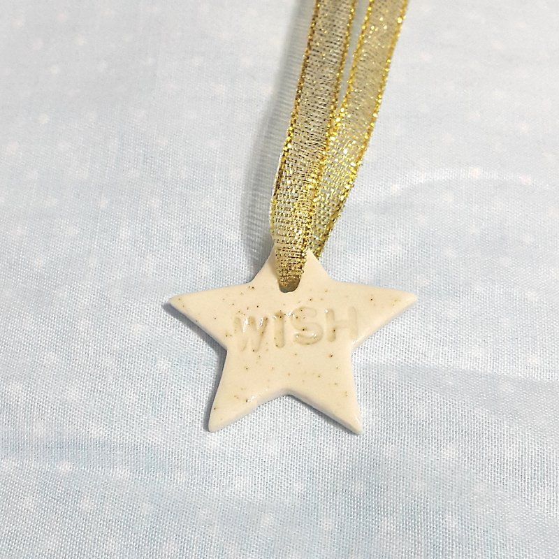 Party @ B8 pitting star wish porcelain pendant made in Hong Kong - Pottery & Ceramics - Porcelain White