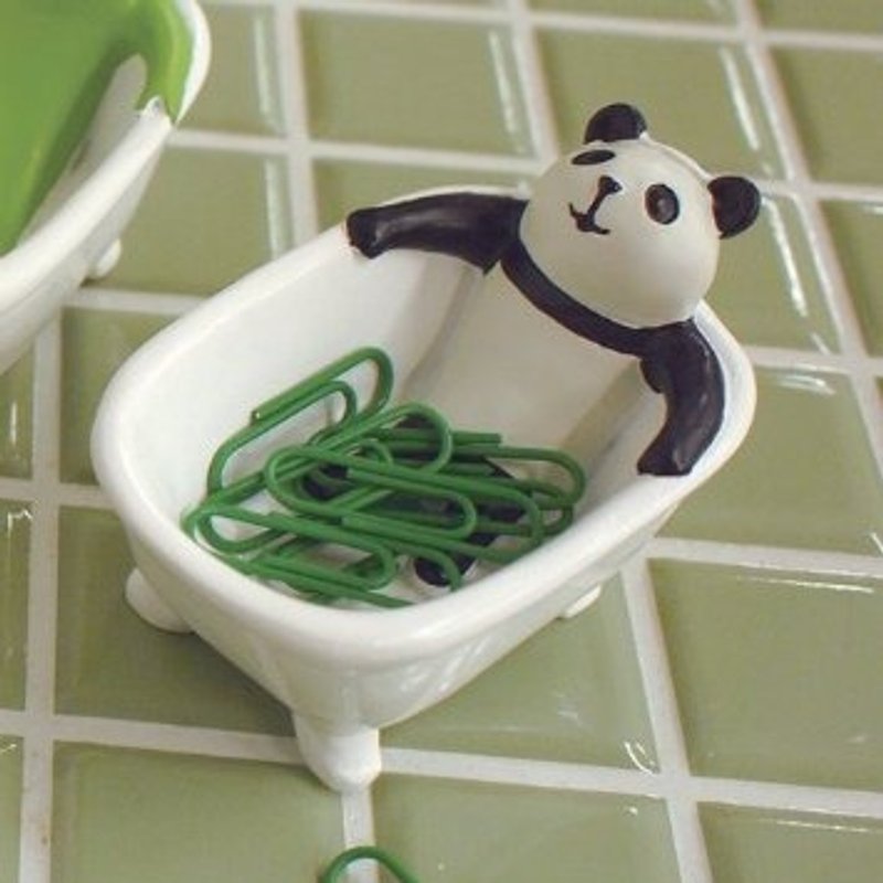 おふろこもの入れ「パンダ/PANDA」療癒係 熊貓泡湯小物置放器 - 居家收納/收納盒/儲物盒 - 其他材質 白色