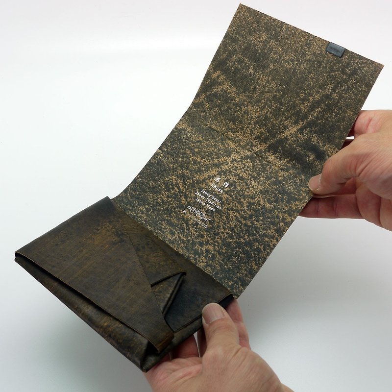手作り・日本製・しょうさベジタブルタンニンなめし牛革ショートクリップ1.0・職人・ウェイターによる手描き - 財布 - 革 