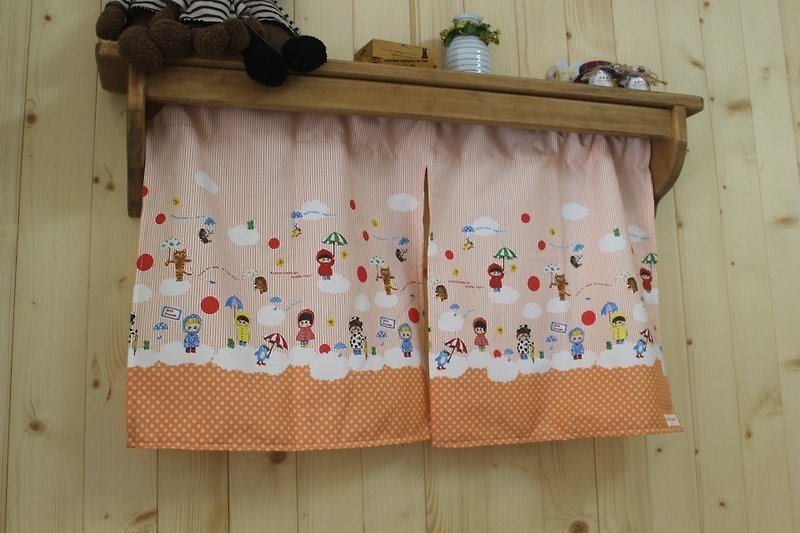 食料品のためオレタ手╭* [オレンジラインの子雨面白い短いカーテン]日本の雑貨素朴なスタイル - 置物 - コットン・麻 オレンジ