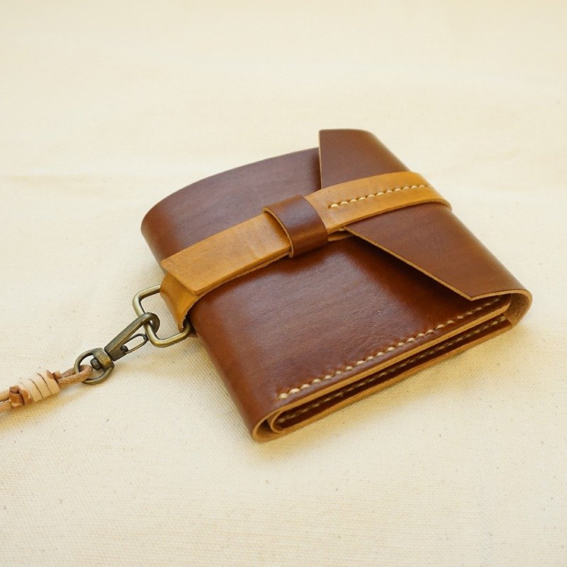 Hanging in the hand will not fall short hand-dyed leather attached hand Tisheng - khaki color - Wallets - Genuine Leather Brown