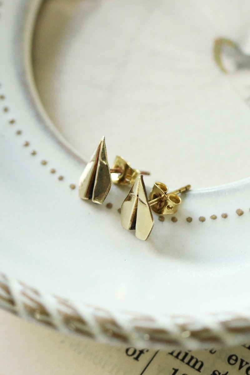 Origami paper plane earrings by linen. - Earrings & Clip-ons - Copper & Brass 