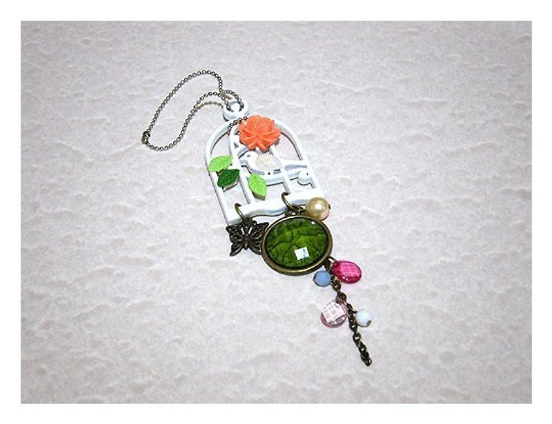 Spring birdcage pendant - Charms - Other Materials Multicolor