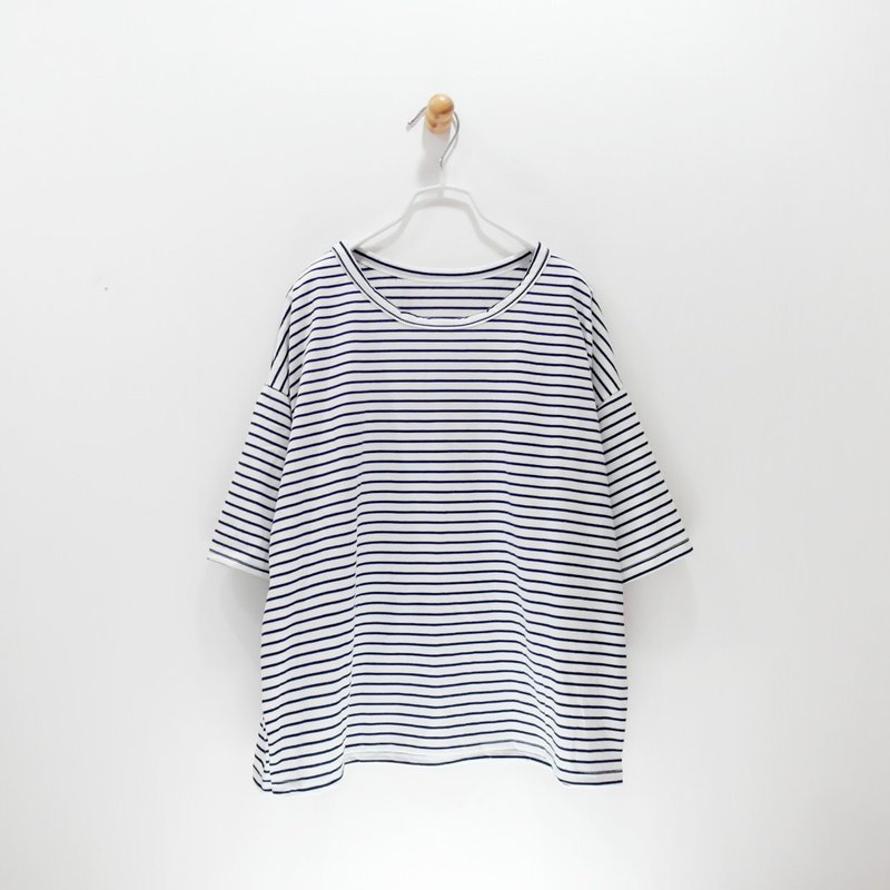 [Stripes] CrazyBaby sleeved shirt / short sleeve - เสื้อผู้หญิง - วัสดุอื่นๆ 