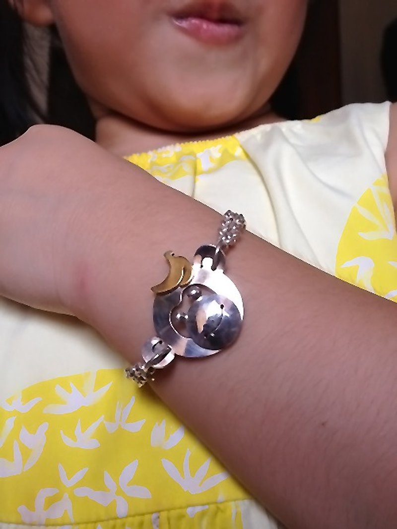 Banana Monkey Bracelet~Handmade Poetic Twelve Zodiac Signs and Full Moon Sterling Silver Bracelet~Baby’s First Sterling Silver Jewelry - Bracelets - Sterling Silver 