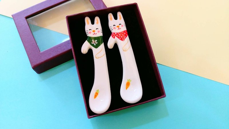 Valentine's Day gift preferred Bunny Lover Magu magic spoon - ช้อนส้อม - วัสดุอื่นๆ หลากหลายสี