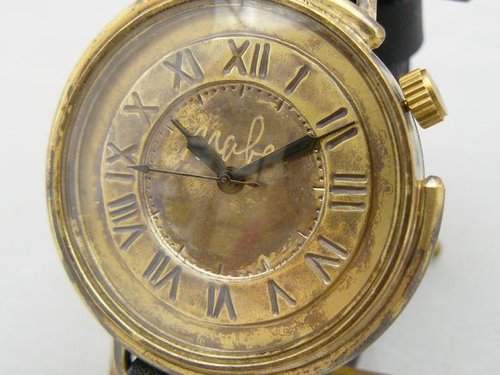 手作り時計 渡辺工房 Hand Craft Watch "Watanabe-KOBO" GIGANT-B 手作り時計 HandCraftWatch 特大JUMBO Brass42mm ローマ數字 (JUM129 BK)