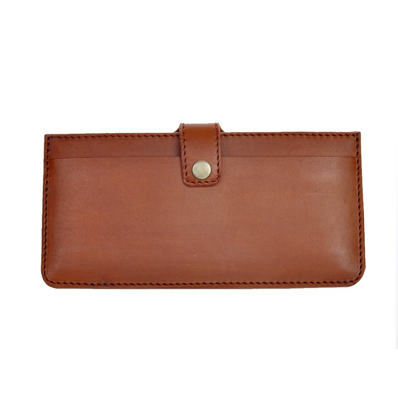[DOZI handmade leather long clip] IV. Easy money long clip wallet - can change the design, this section there are cards inserted, coin pocket, leather is dyed production, free to color, like light brown Photo - Wallets - Genuine Leather Multicolor