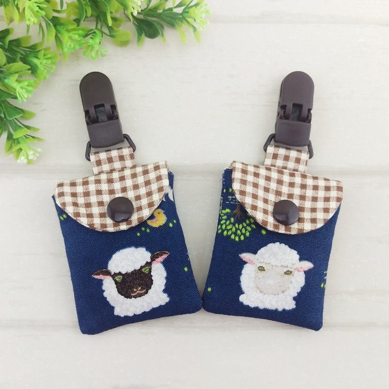 Sheep Farm - 2 colors available. Ping Fu bag (can increase embroidery name) - Omamori - Cotton & Hemp Blue