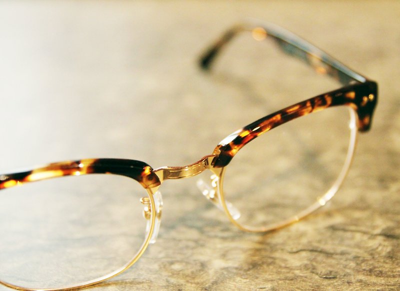 2is K1051c2g Optical Glasses│Handmade Acetate Eyewear│ Half Rim Vintage Frame - กรอบแว่นตา - วัสดุอื่นๆ สีทอง