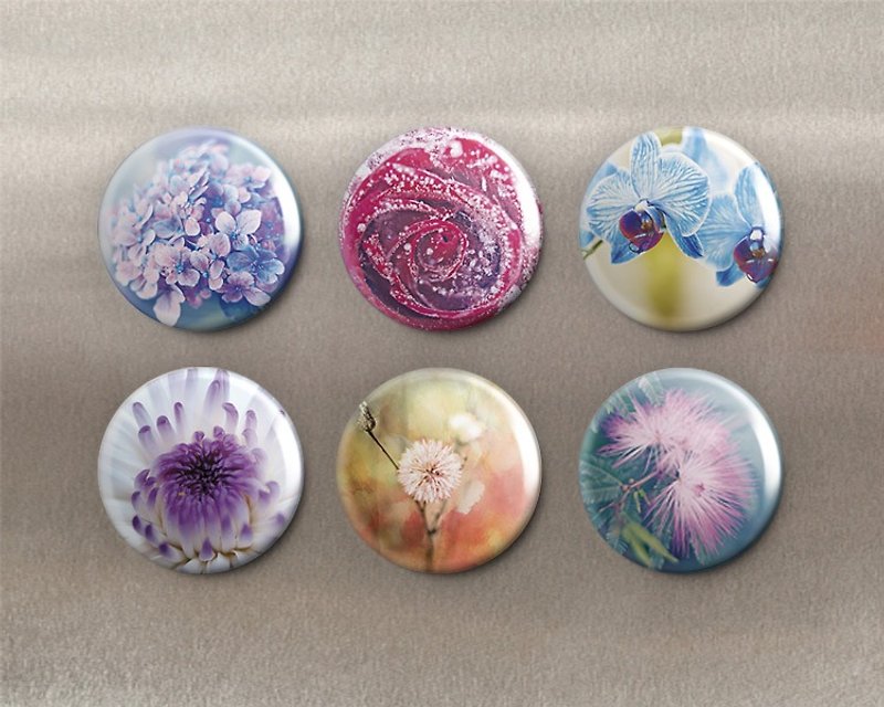 Floral Fragrance-Magnet (6pcs) / Badge (6pcs)/Birthday Gift【Special U Design】 - แม็กเน็ต - โลหะ หลากหลายสี