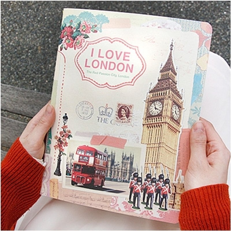 Dessin x 7321 Design-Vintage stripes notebook (L) - London, 7321-01637 - สมุดบันทึก/สมุดปฏิทิน - กระดาษ 