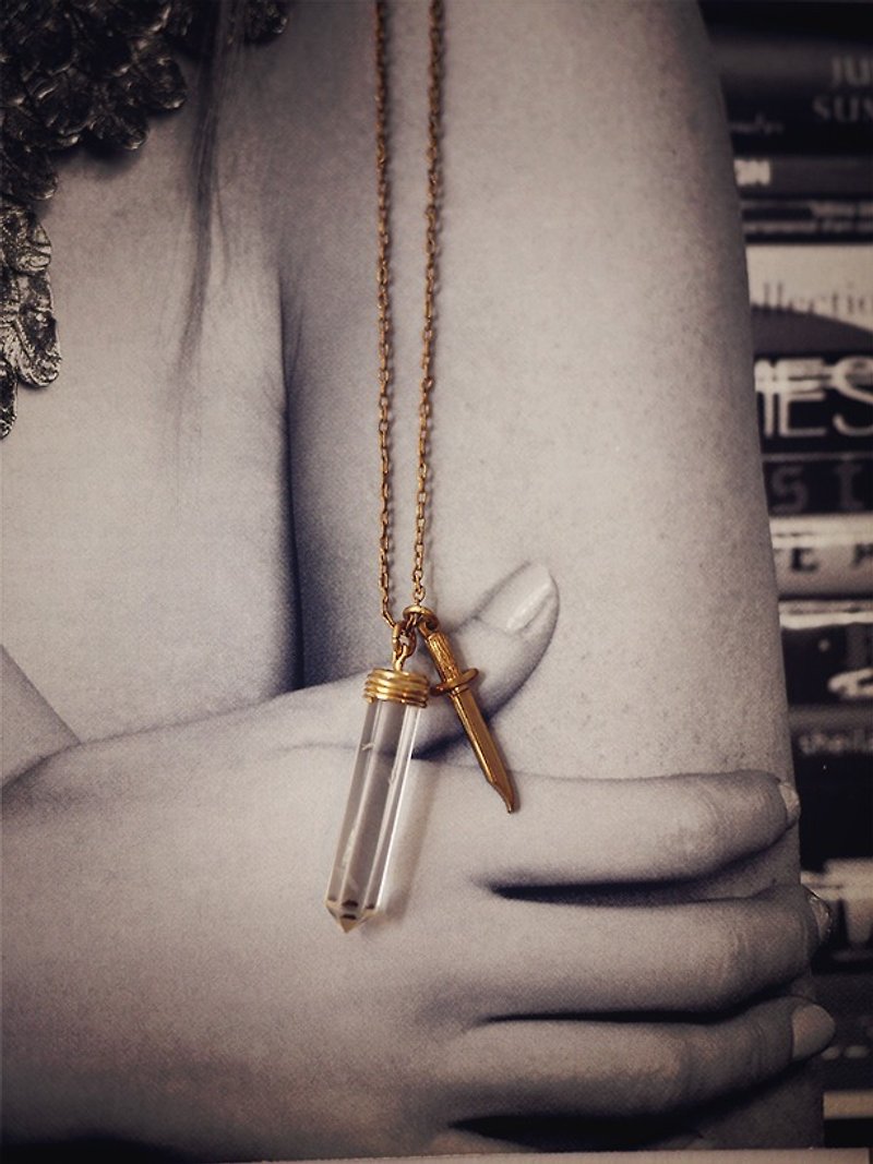 MUFFëL ◊ ◊ interesting nostalgic series - Crystal sword necklace Crystal Column - Necklaces - Other Metals Brown