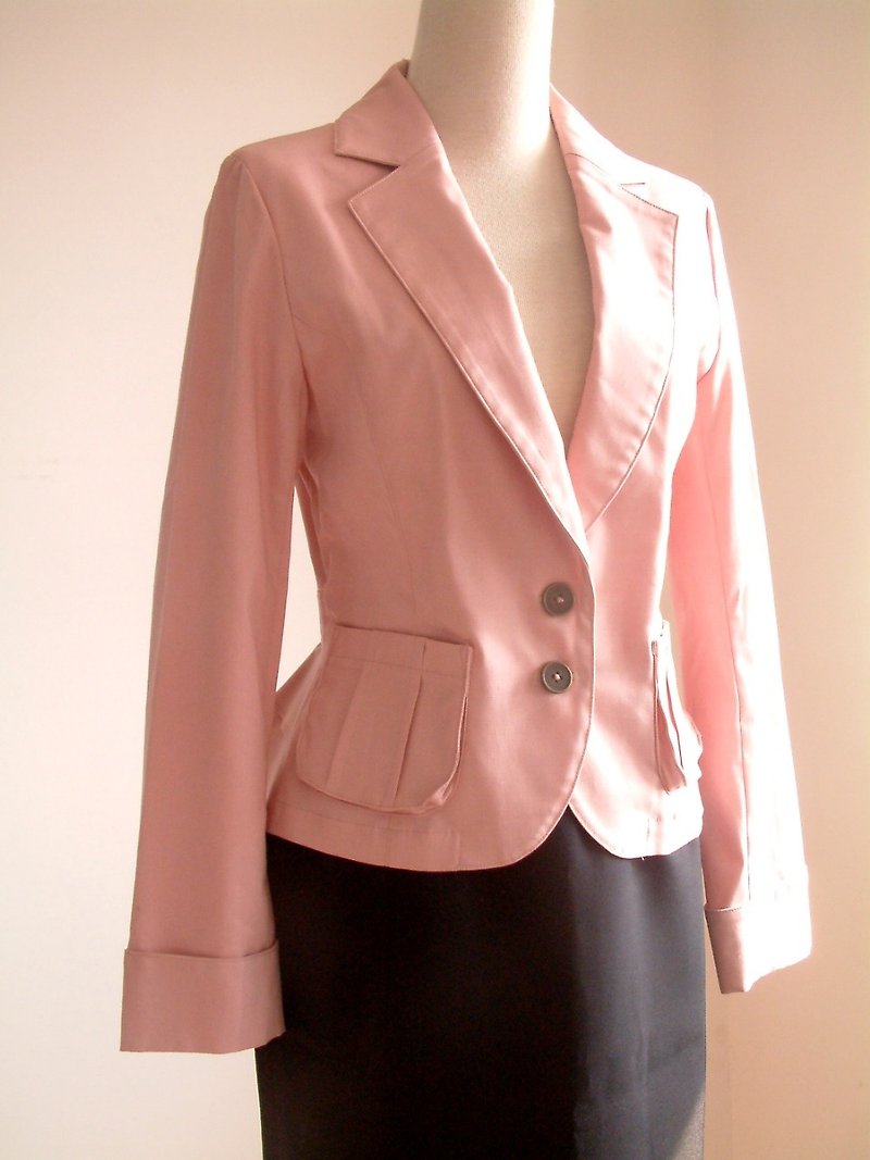 淑女風西裝外套 - 女西裝外套 - 其他材質 粉紅色