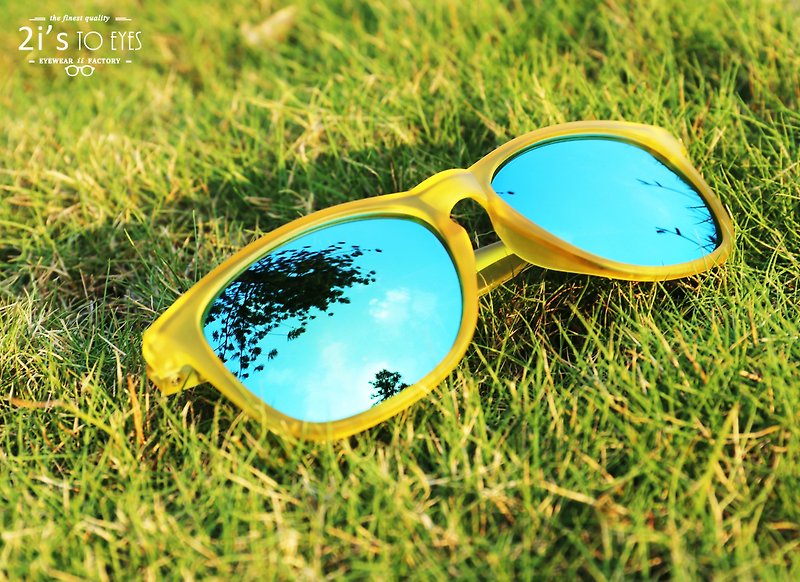 太陽眼鏡│黃色霧面框│金綠色鏡片│墨鏡│抗UV400│2is Harri - 眼鏡/眼鏡框 - 塑膠 黃色