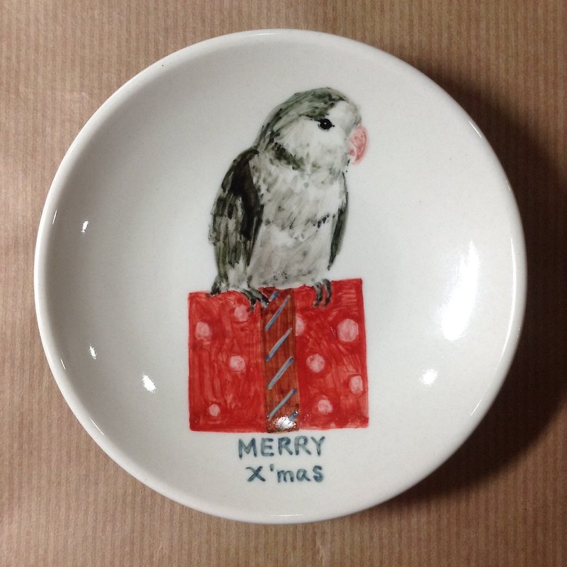 Momo Gifts-Christmas Hand-painted Small Dish - จานเล็ก - วัสดุอื่นๆ สีแดง