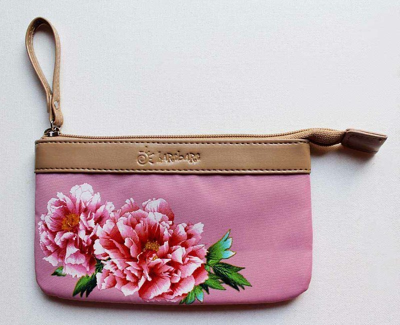 Chameleon series: cosmetic bag (peony) - Handbags & Totes - Genuine Leather Pink