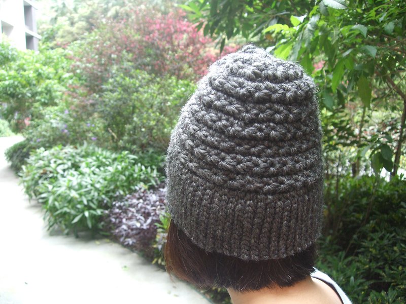 Alpaca long wool hat - thick hand-knitted - Hats & Caps - Wool Gray