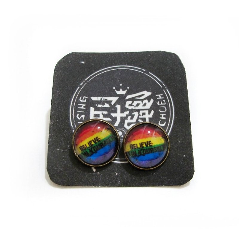 Handmade earrings rainbow design models | Original | Exclusive | Gifts | ink painting - ต่างหู - กระดาษ 