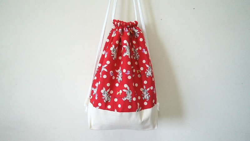 Little rabbit caught red (after Drawstring backpack) - Drawstring Bags - Other Materials Red