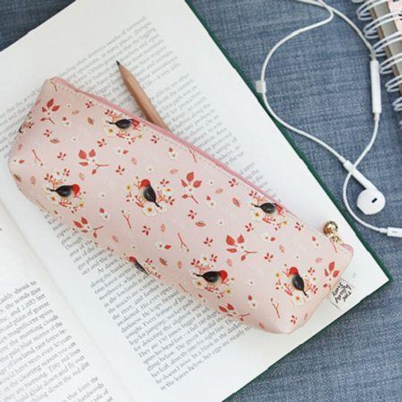Dessin x Indigo- Wind in the Willows leather pencil case - apricot pink, IDG02121 - Pencil Cases - Genuine Leather Pink