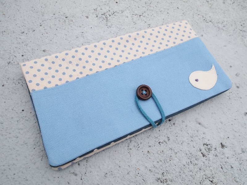 Baby Blue Bird passbook bag / wallet long clip - กระเป๋าสตางค์ - กระดาษ สีน้ำเงิน