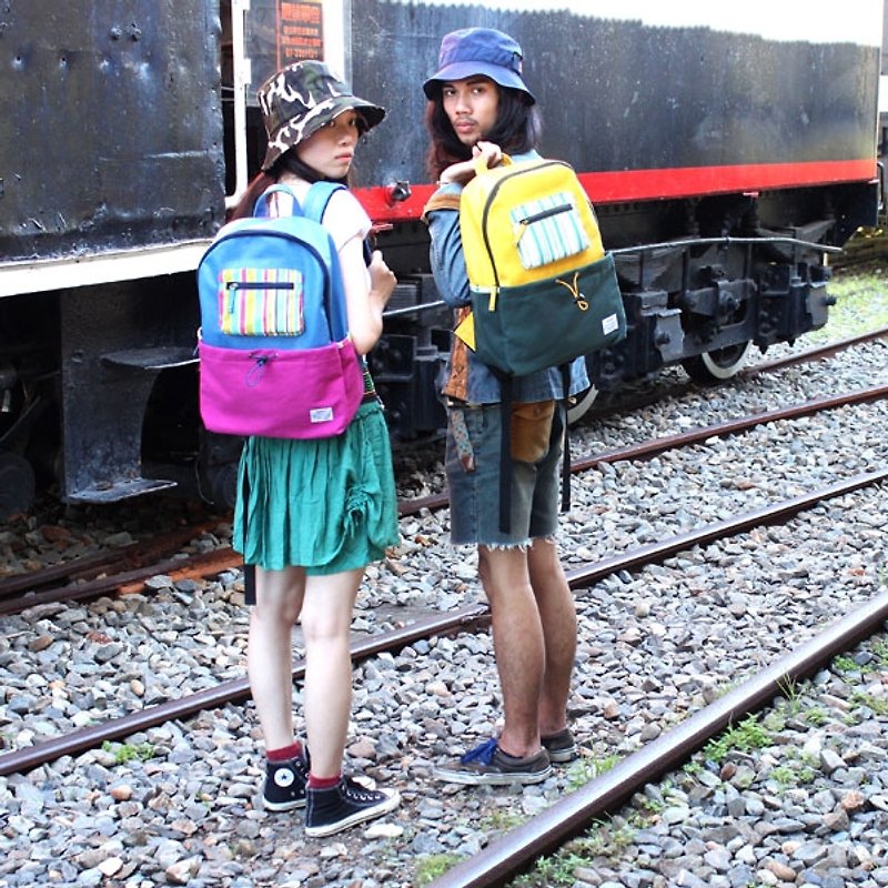 AMINAH-Dark Green Backpack【am-0256】 - กระเป๋าเป้สะพายหลัง - ไฟเบอร์อื่นๆ สีเขียว