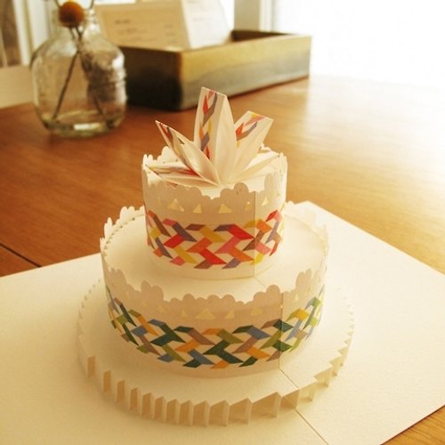 葉子紙業 立體紙雕蛋糕卡-彩色延伸