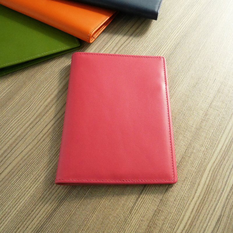 繽紛系列-皮革護照夾 玫瑰紅 - 護照夾/護照套 - 真皮 紅色