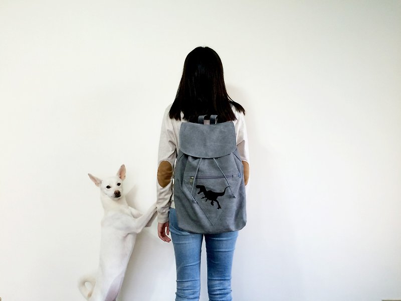 After MaryWil wild backpack - handsome gray dinosaur - Backpacks - Thread Gray
