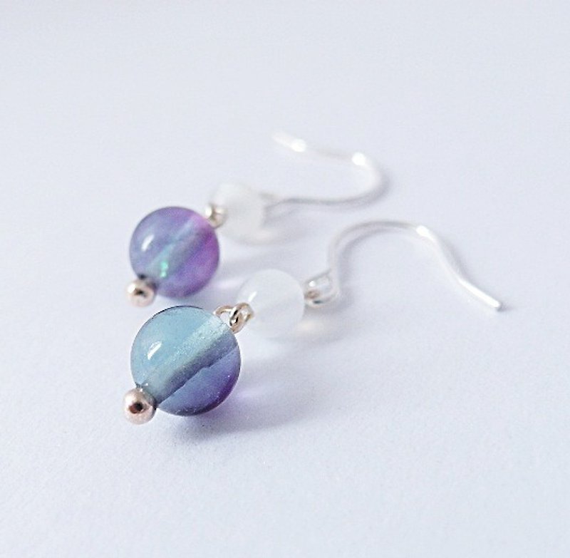 | Touch of moonlight | Natural fluorite, blue, green Symphony sterling silver earrings - Earrings & Clip-ons - Gemstone Blue