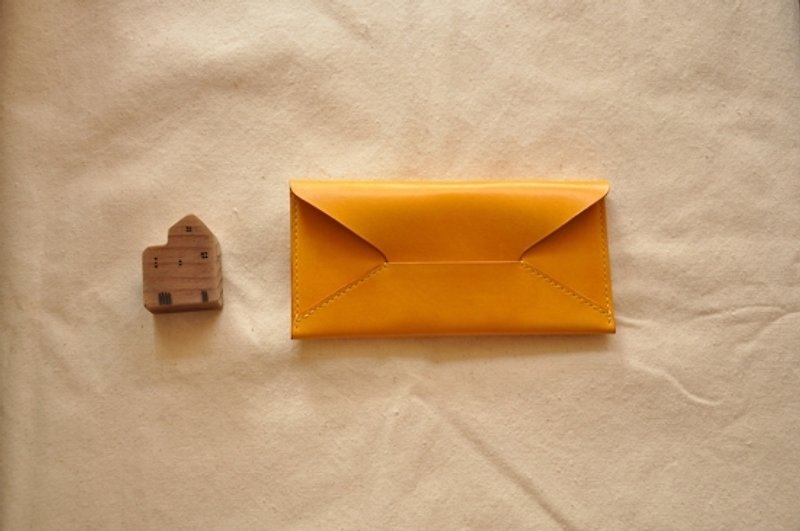 WT13 Long clip envelopes - กระเป๋าสตางค์ - หนังแท้ สีเหลือง