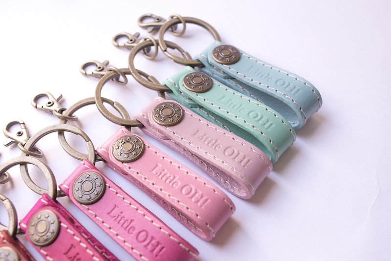 Leather Keychain Sixteen Colors Birthday Gift Customized Single Side Engraving - Keychains - Genuine Leather Multicolor