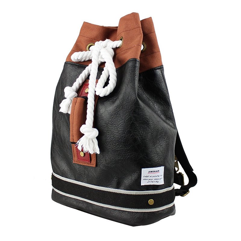 AMINAH-Strong Cool Black Boxing Bag (Small)【am-0250】 - Backpacks - Faux Leather Black