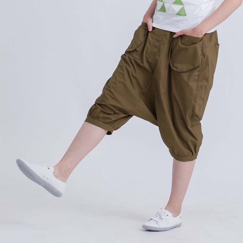 Billy patch pocket pants - กางเกงขายาว - ผ้าฝ้าย/ผ้าลินิน สีเขียว