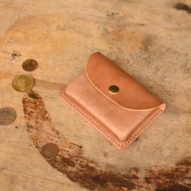 Skarn Shika // thick card business card holder zero wallet Italian leather ※ (leaves) leather styling techniques (out of print) - ที่เก็บนามบัตร - หนังแท้ สีกากี