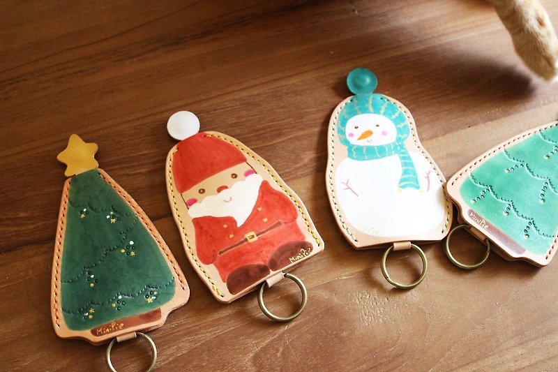 聖誕鑰匙包/皮革鑰匙包 - 鑰匙圈/鎖匙扣 - 真皮 