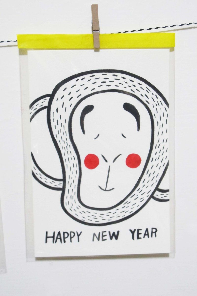 2016 Year of the Monkey pure hand-painted greeting cards greeting cards can be customized to help you write to write the word - Chinese New Year - Paper Red